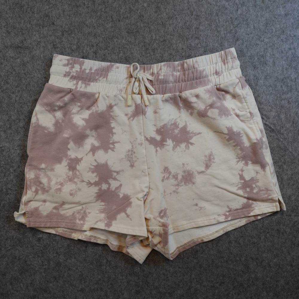 Varley Shorts Women Large Pink Taupe Tie Dye Glade Jersey Athleisure Loungewear